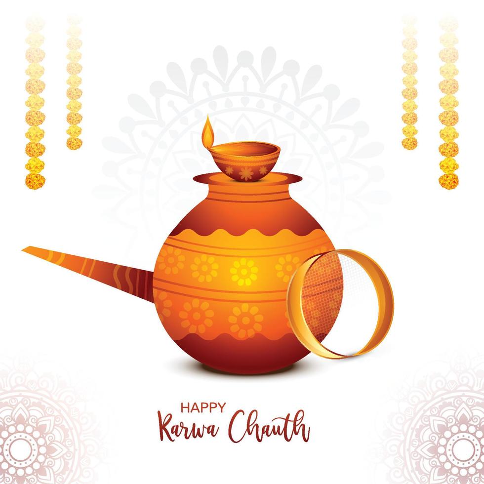 Beautiful indian festival of karwa chauth celebration card background vector