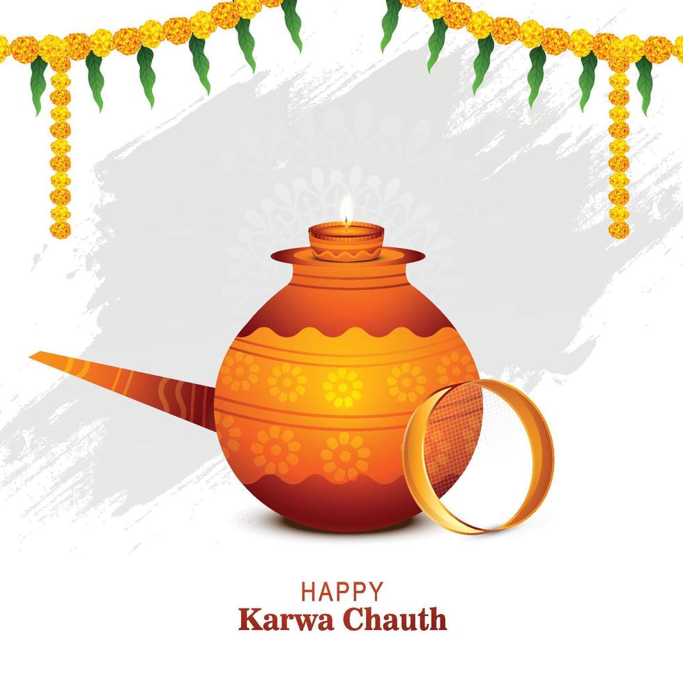 Happy karwa chauth festival greeting card background vector