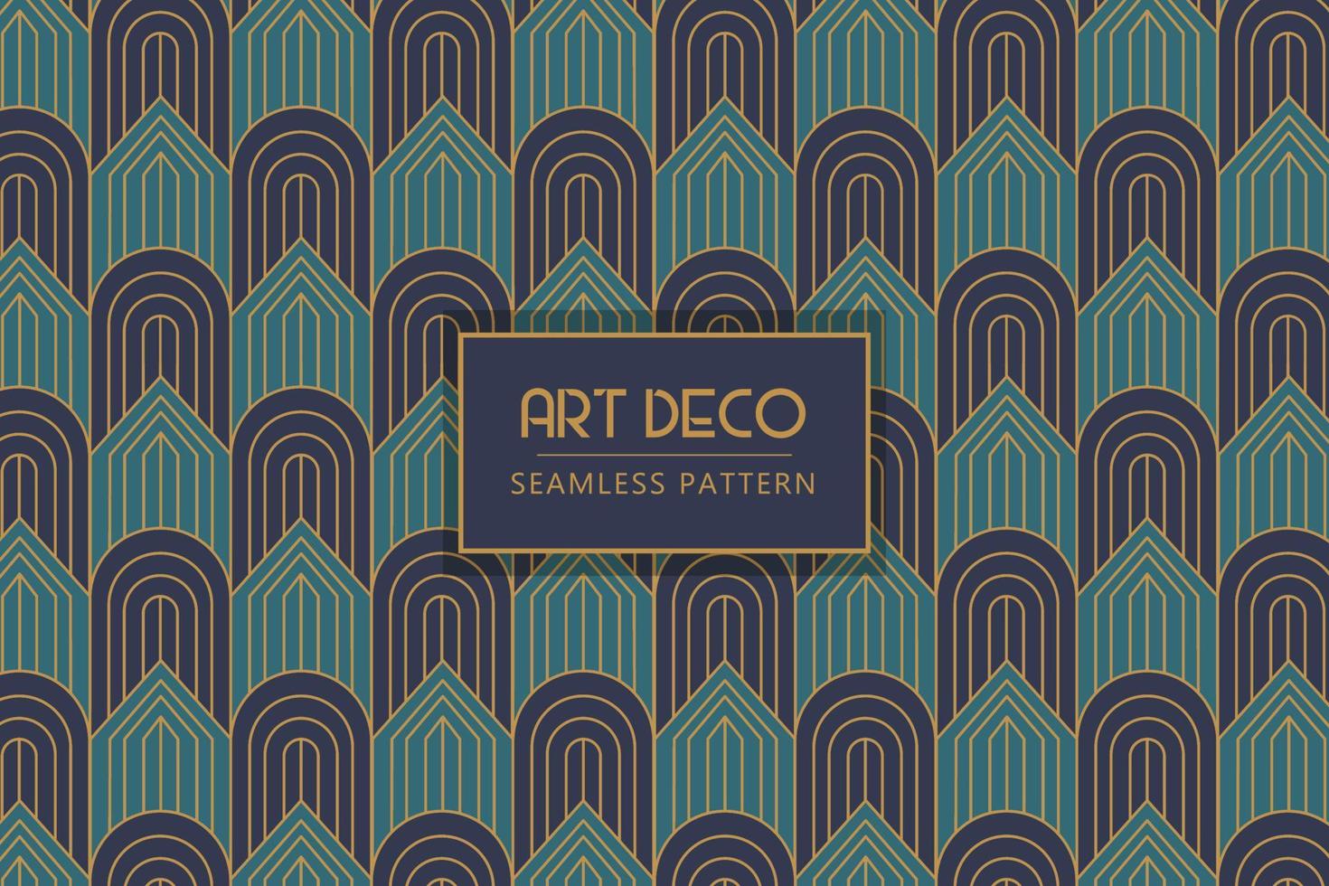 Geometrical architectural smooth and curve lines elegant art deco dark background seamless repeat pattern design vector