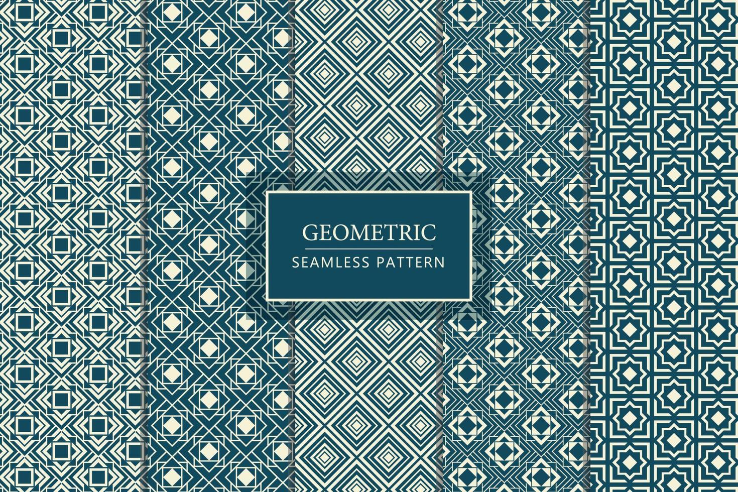 Collection of geometrical shapes seamless repeat pattern design vector