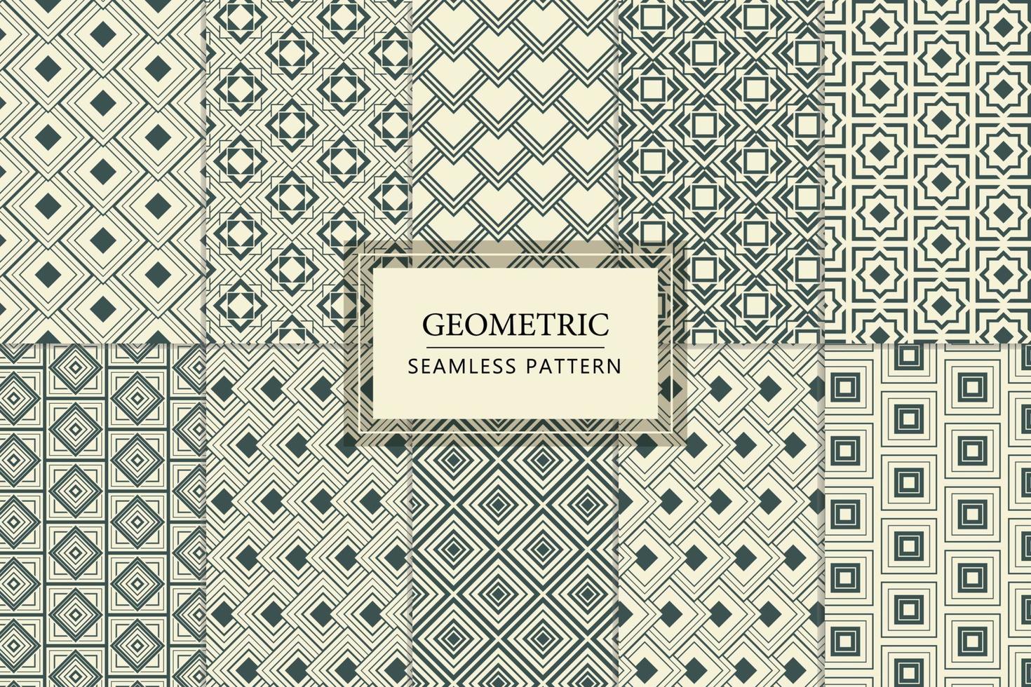 Collection of geometric ornamental seamless repeat pattern square tile design vector