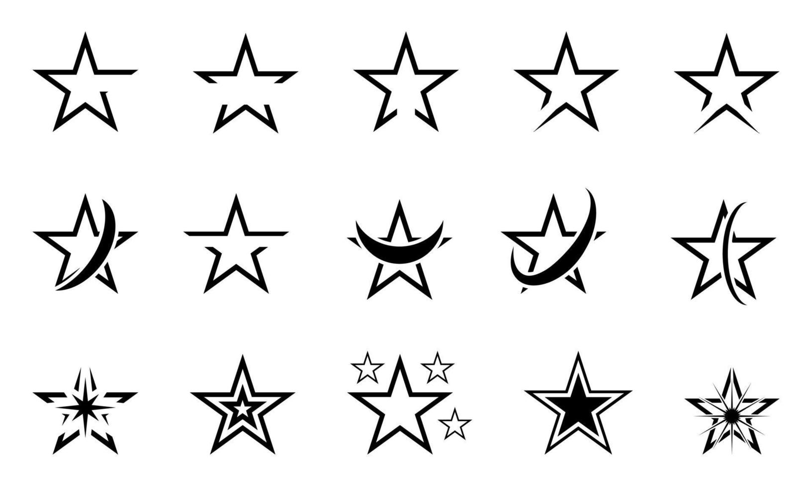 conjunto de iconos de vector de estrella. ilustración de símbolo de brillo. colección de destellos de luz de estrella