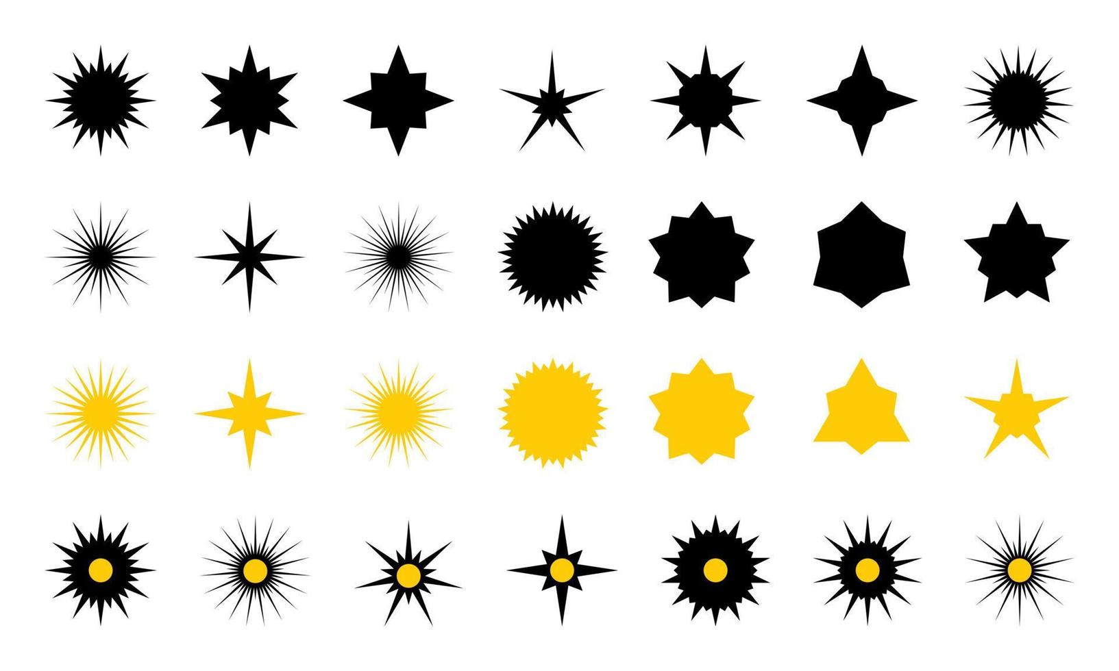 conjunto de iconos de vector de estrella. ilustración de símbolo de brillo. colección de destellos de luz de estrella