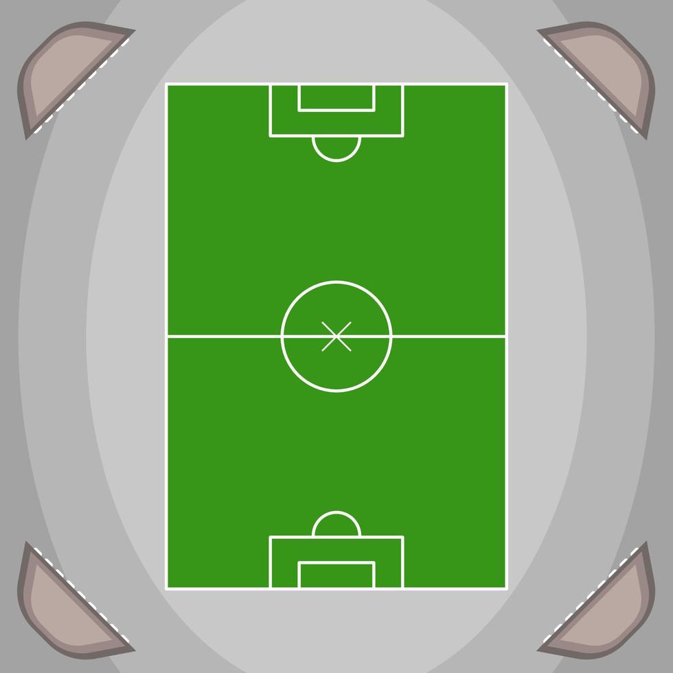 Football field design with minimalist style and stadium light ornaments. vector
