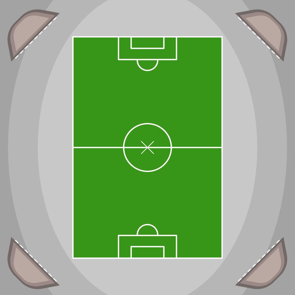 Football field design with minimalist style and stadium light ornaments. vector