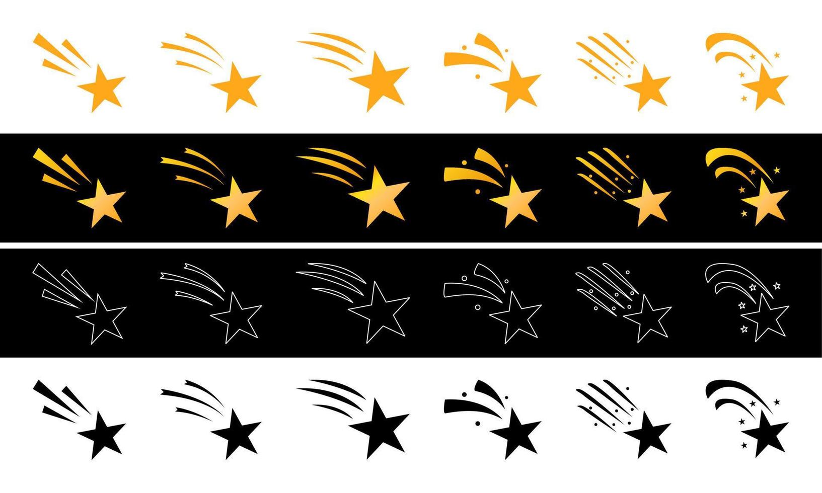 falling star set. Flat and minimal style illustration, line for design elements vector