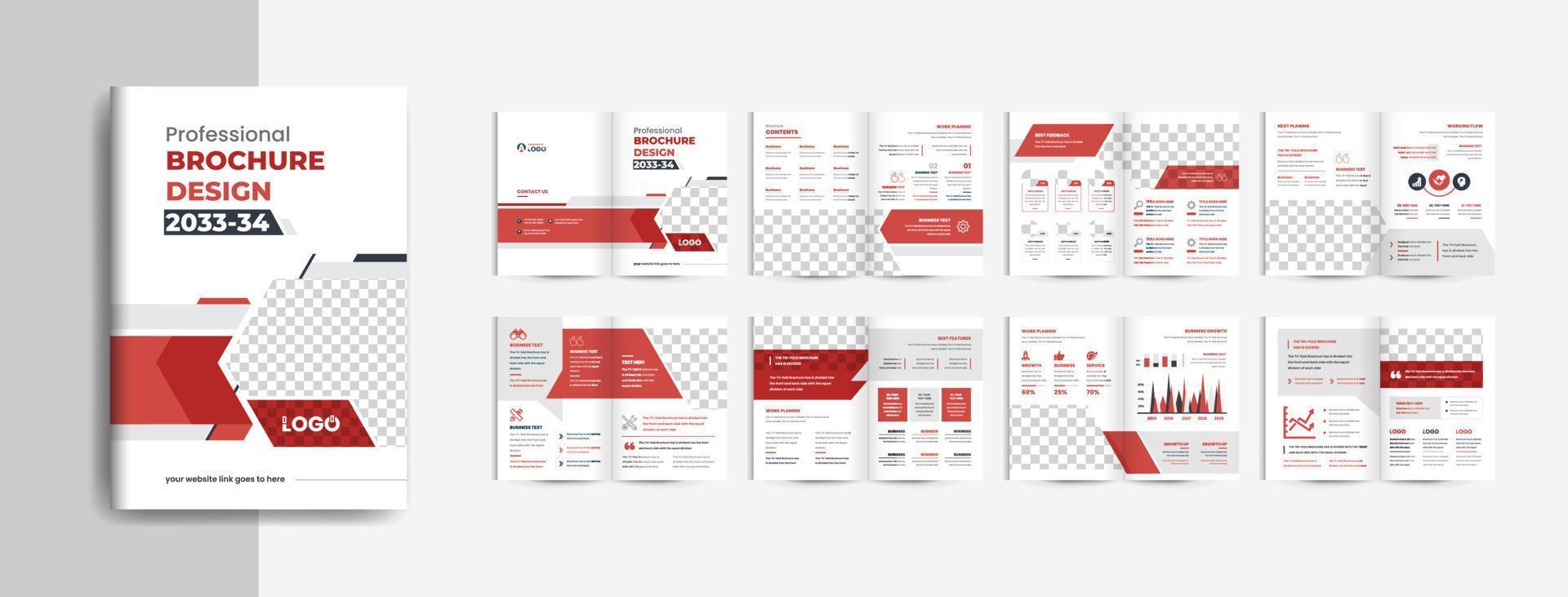 16 pages corporate business brochure vector