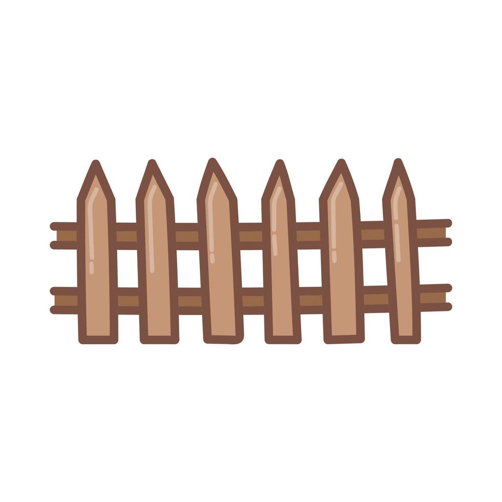 Wooden fence with sharp peaks. Illustration in cartoon style. Vector art on white background.