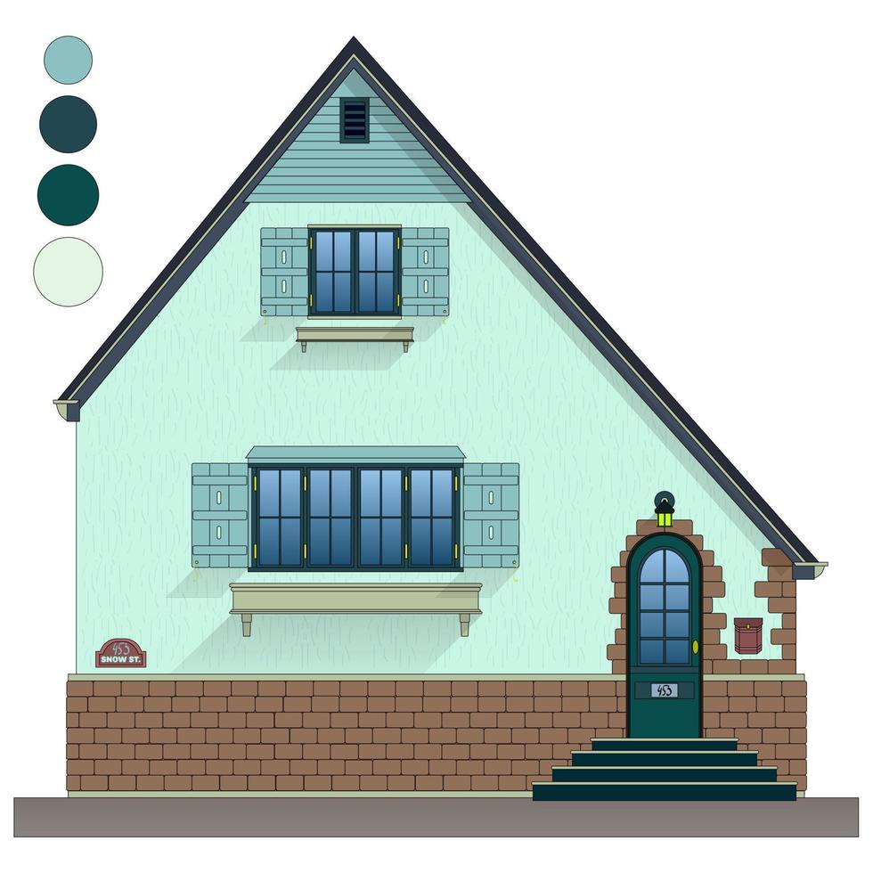 House. Front view. Flat vector illustration on white background.