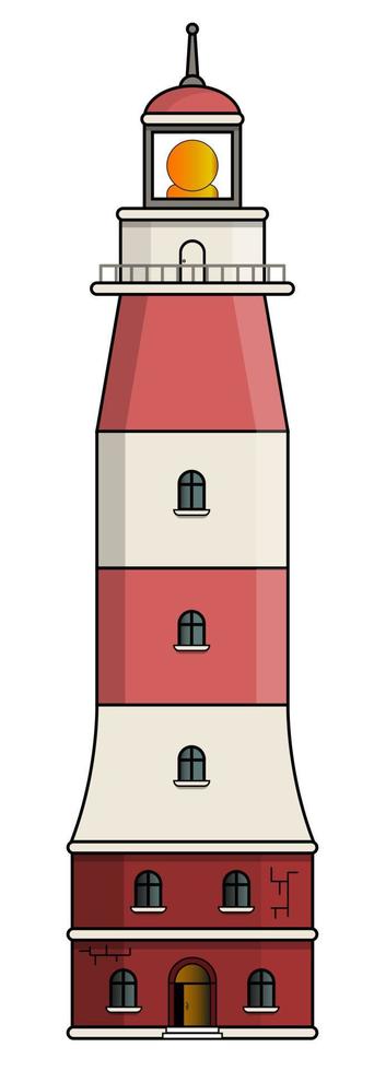 gran faro rojo. ilustración vectorial aislado sobre fondo blanco. vector