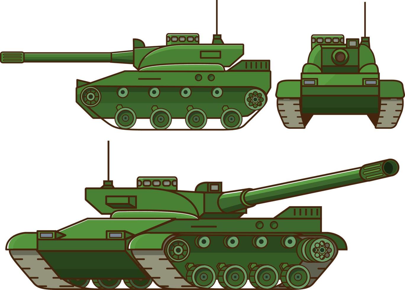 tanque militar.vehículo de combate del ejército blindado.cañón de artillería.concepto de diseño de un icono de un arma militar. arte de línea plana. vector