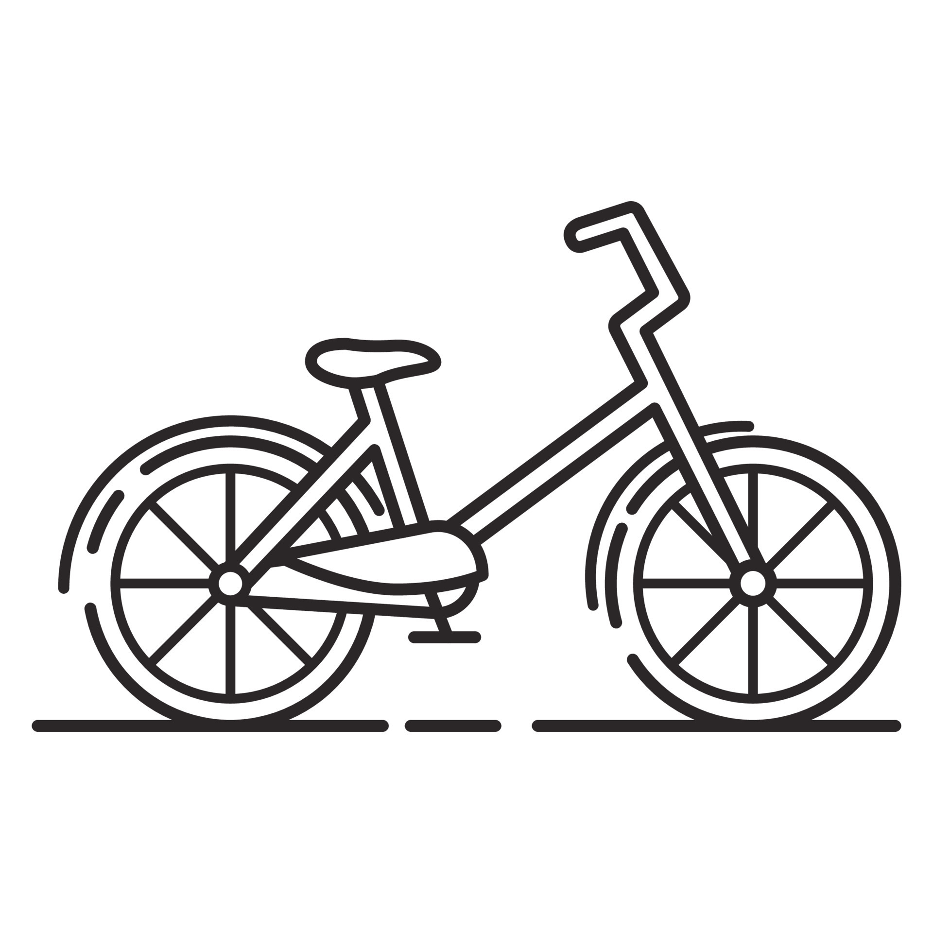 Kids bike line art icon. Outline flat vector. 12186379 Vector Art at