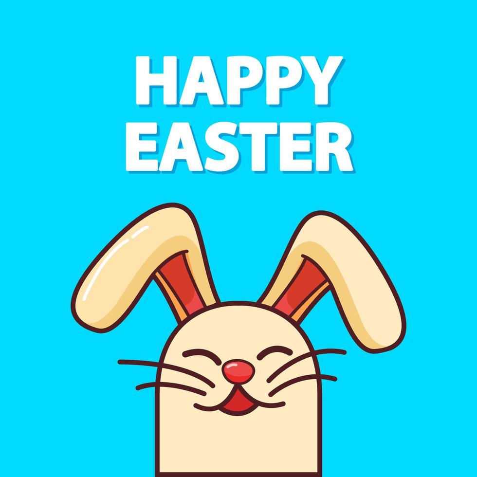 Happy rabbit.Isolated on blue background.Festive holiday banner flat vector.Happy Easter.Website banner concept. vector