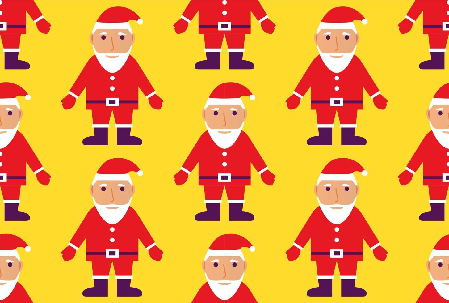 Christmas seamless pattern with santa claus on yellow background. Happy New Year decor.Flat illustration vector. vector