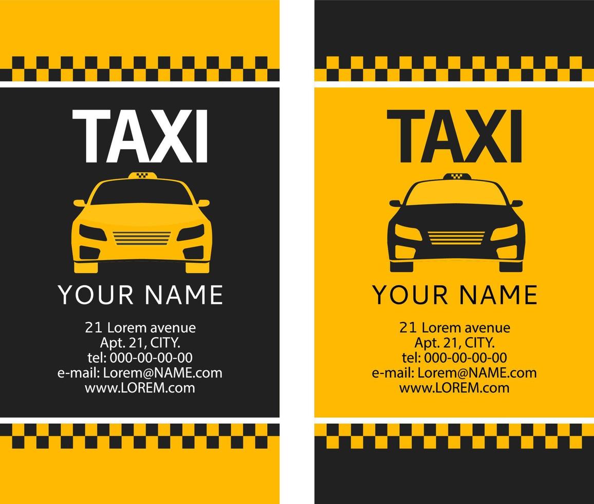 Business card of the taxi. Service of a call of the cab car. Flat illustration vector. vector