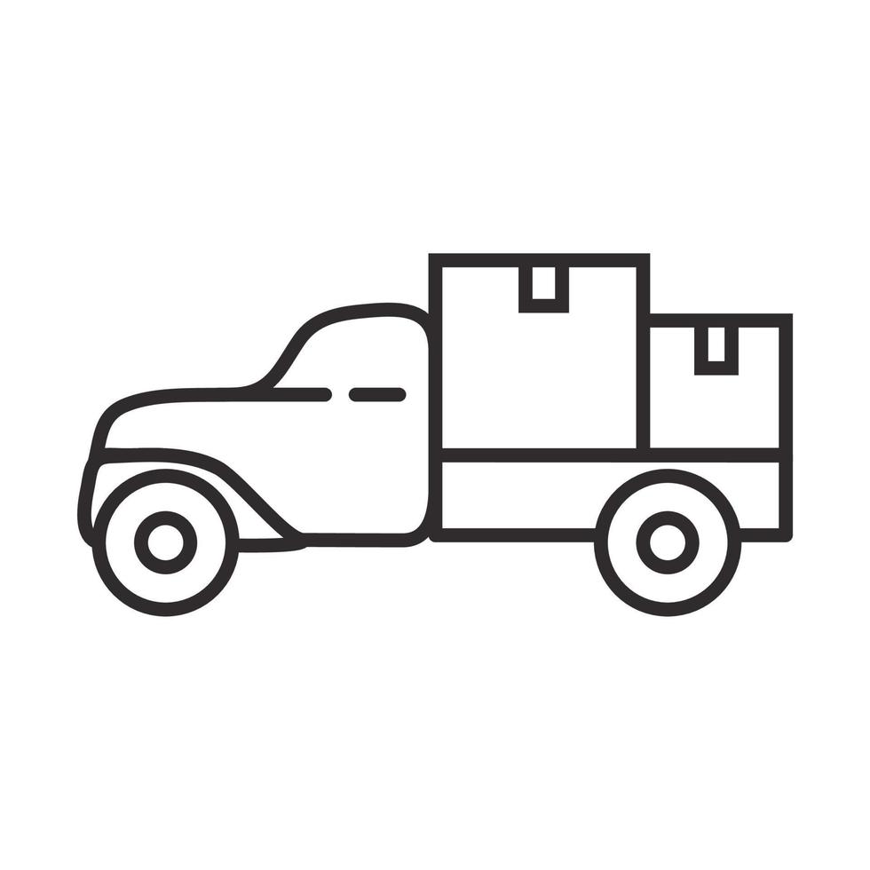 Truck delivery and transportation of goods.Car outline vector flat.Retro pickup.Isolated on white background.