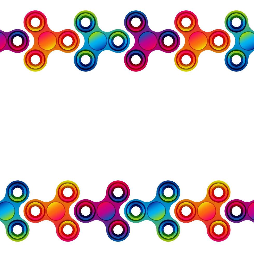Fidget hand finger spinner stress relieving, colorful toy for removing anxiety and increasing concentration. vector