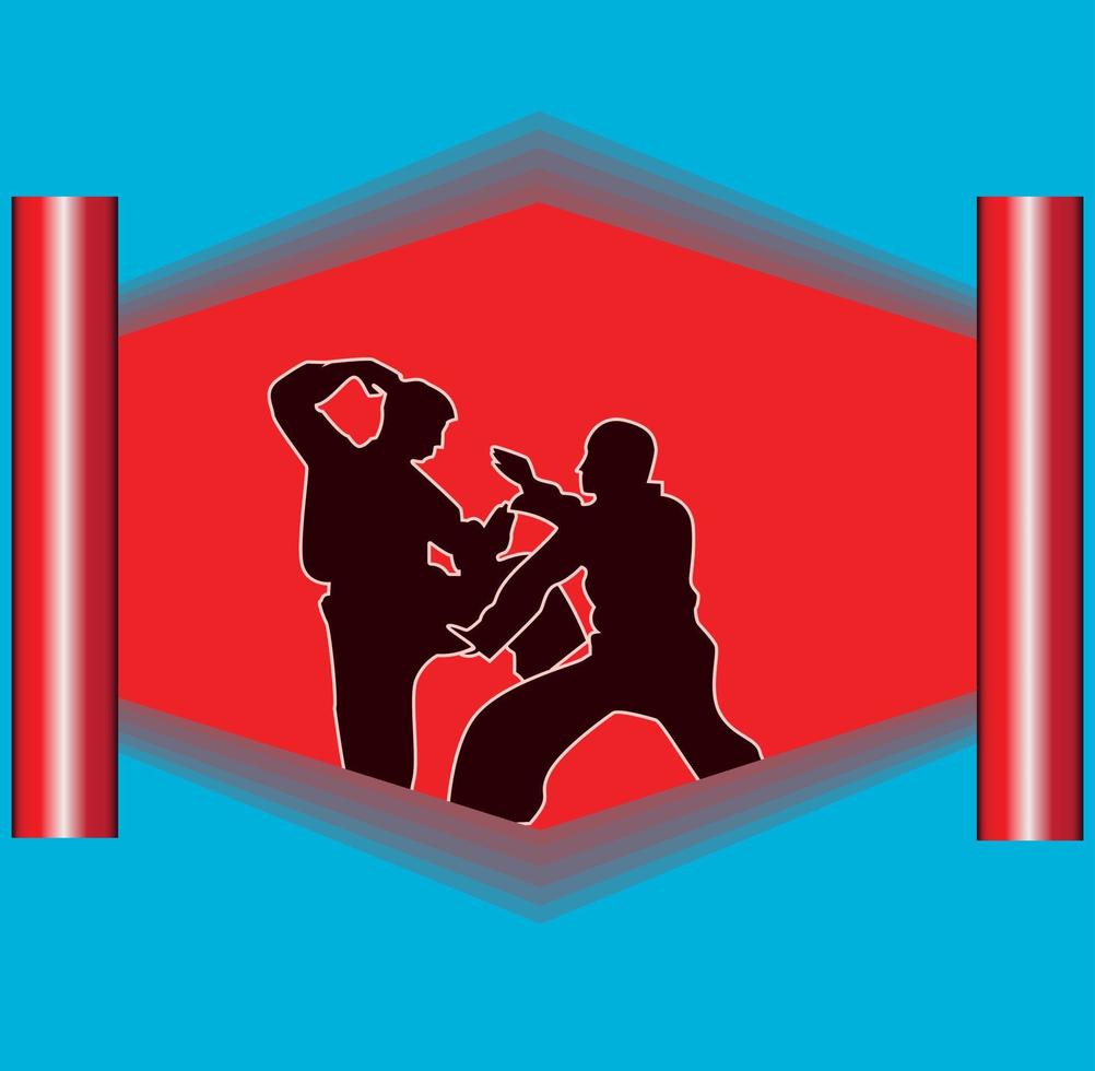 imagen de silueta vectorial de deportes de artes marciales en juegos de mar vector