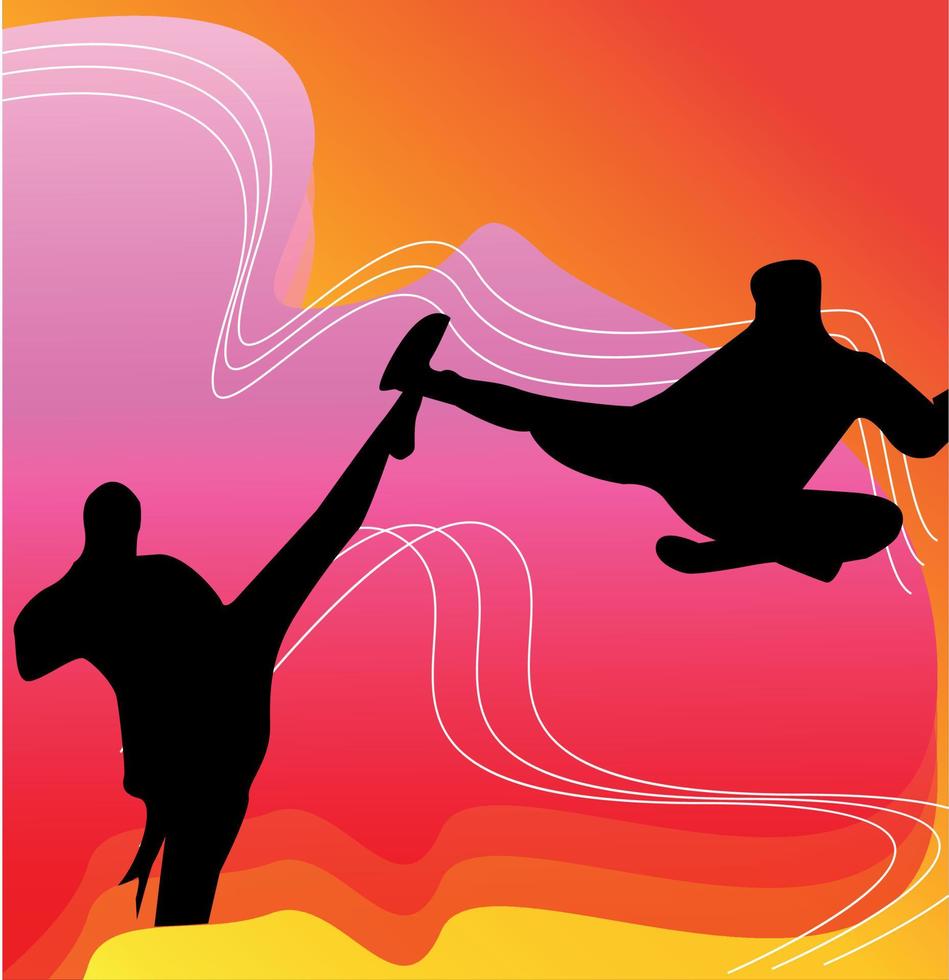 vector silhouette image of martial arts sports at sea games