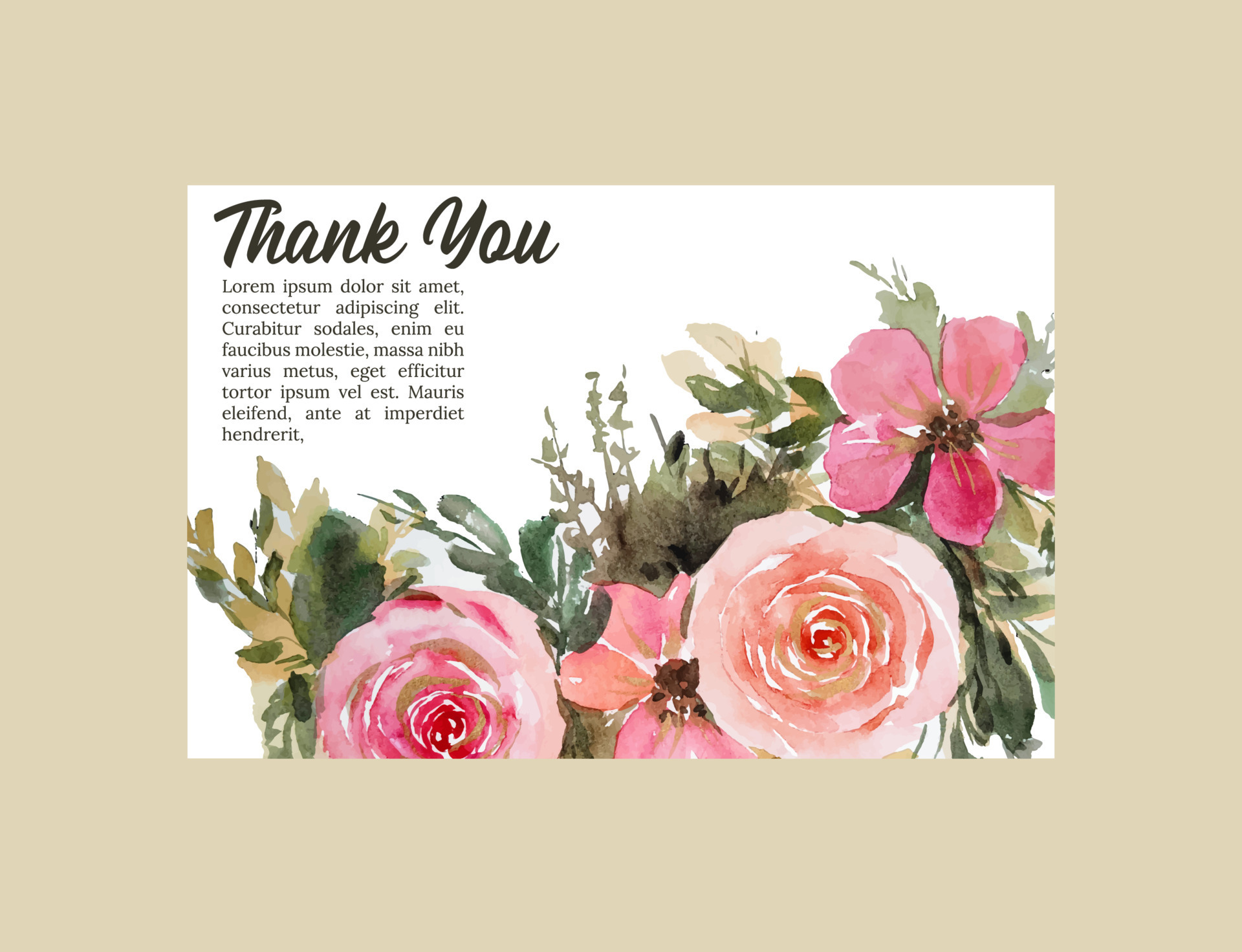 thank you card template watercolor flower 12186647 Vector Art at Vecteezy