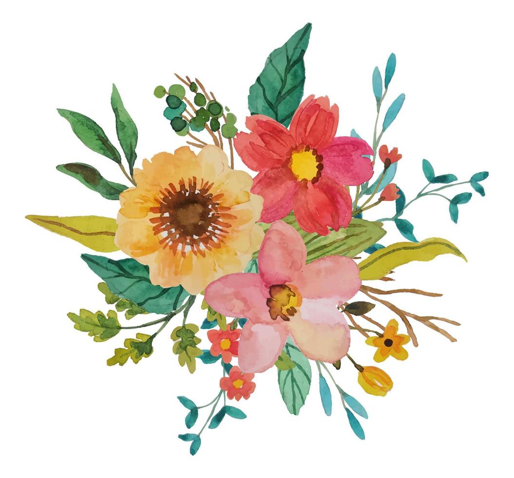 watercolor flower bouquet vector