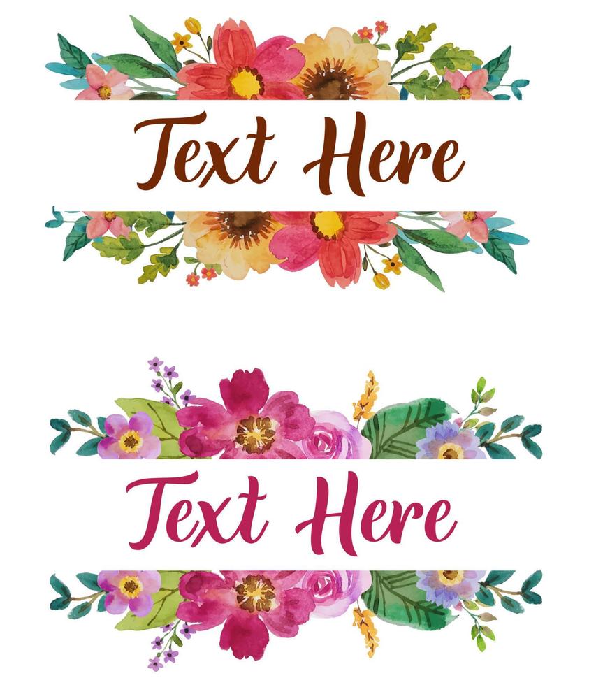 watercolor flower frame template vector