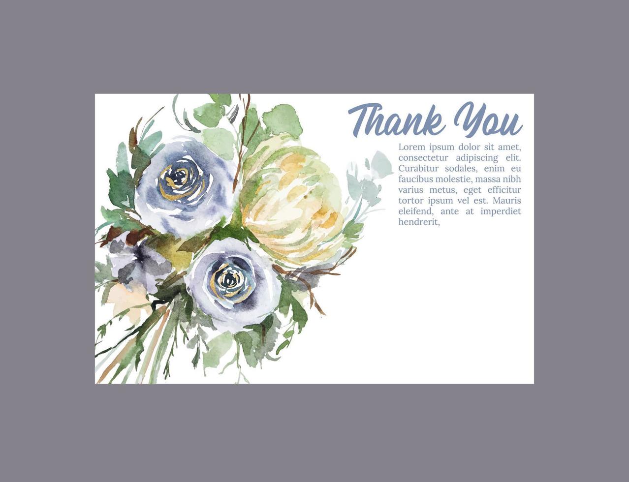 thank you card template watercolor flower vector