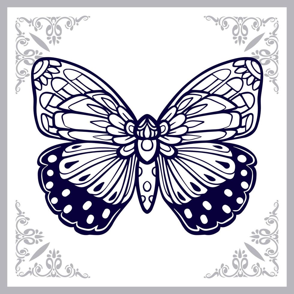 mariposa mandala artes aislado sobre fondo blanco. vector