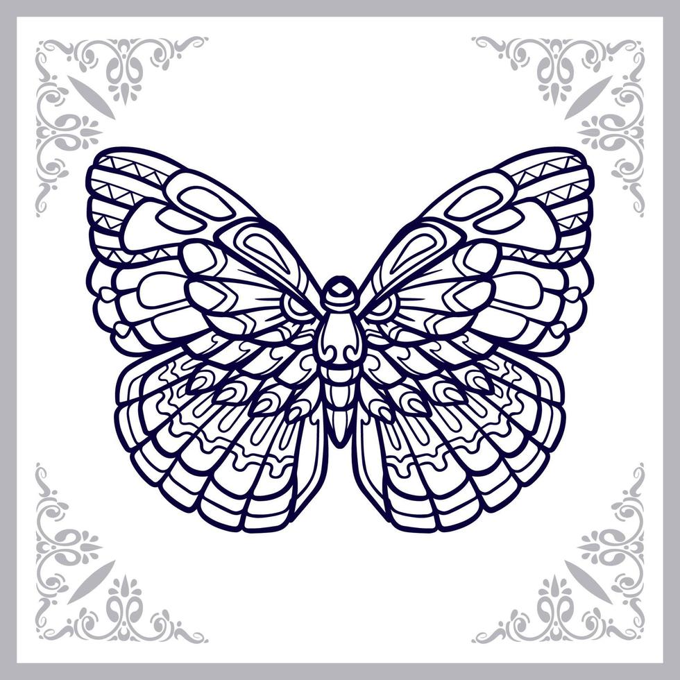 mariposa mandala artes aislado sobre fondo blanco. vector