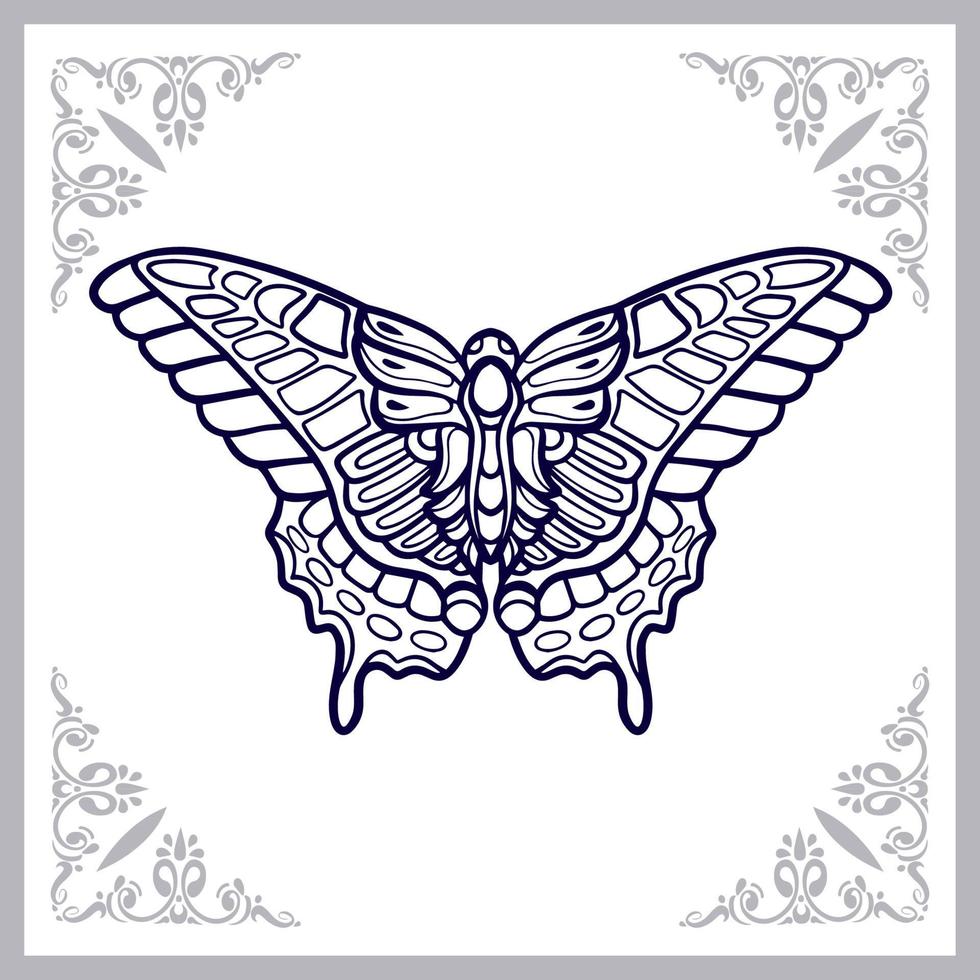 mariposa mandala artes aislado sobre fondo blanco. vector