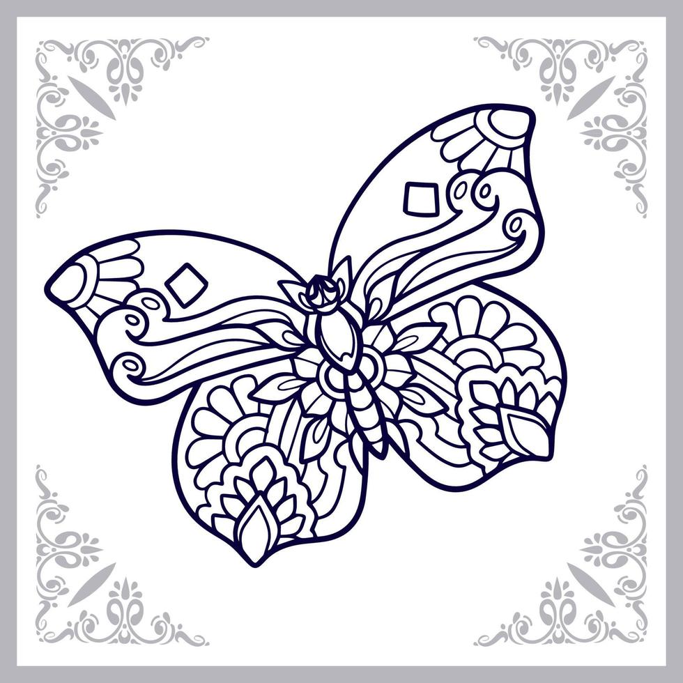 mariposa mandala artes aislado sobre fondo blanco. vector