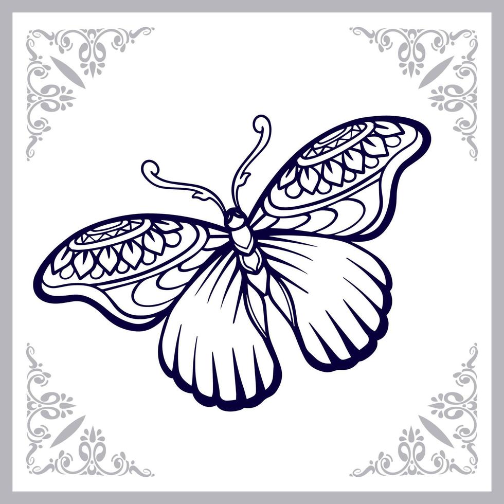 mariposa mandala artes aislado sobre fondo blanco. vector