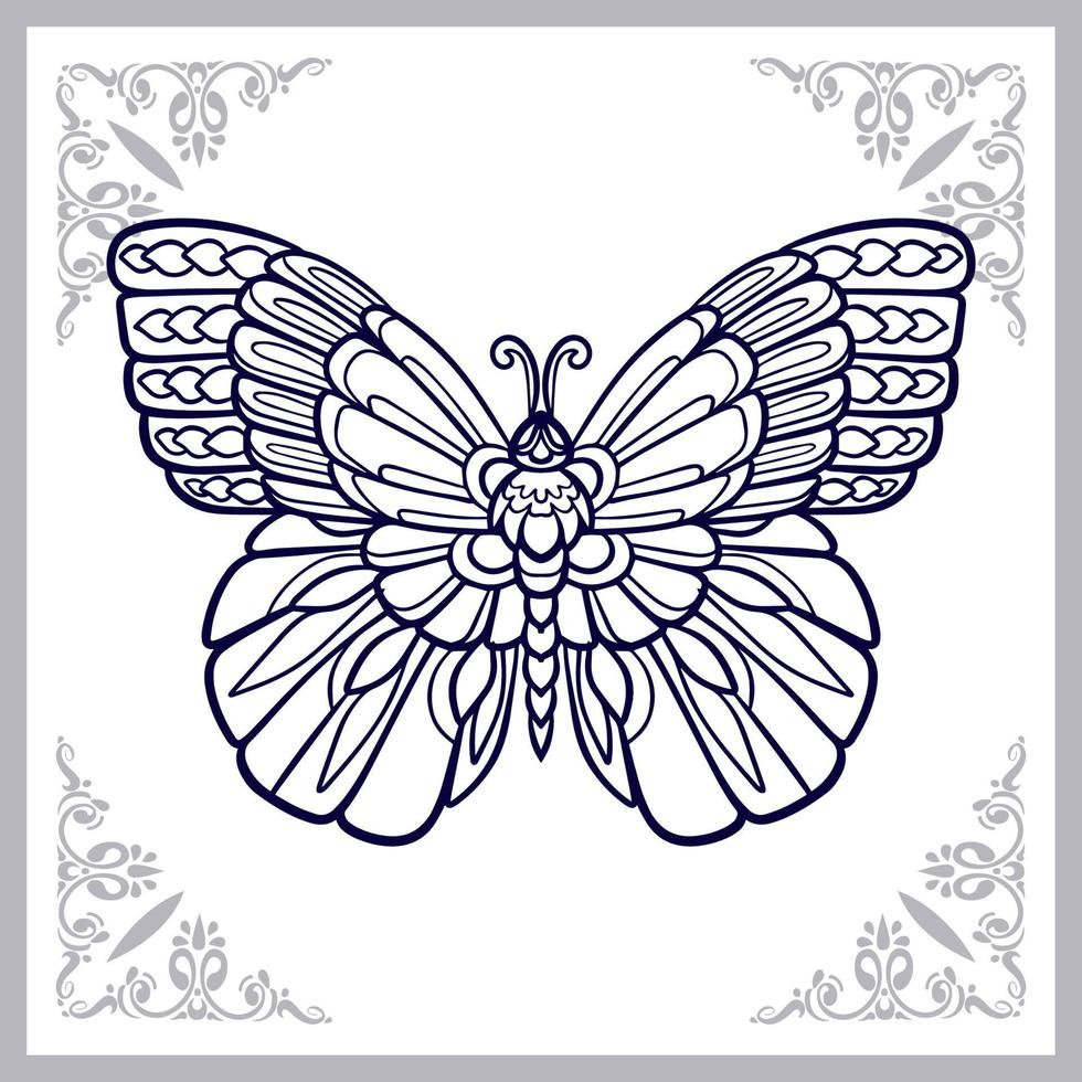 mariposa mandala artes aislado sobre fondo blanco. vector