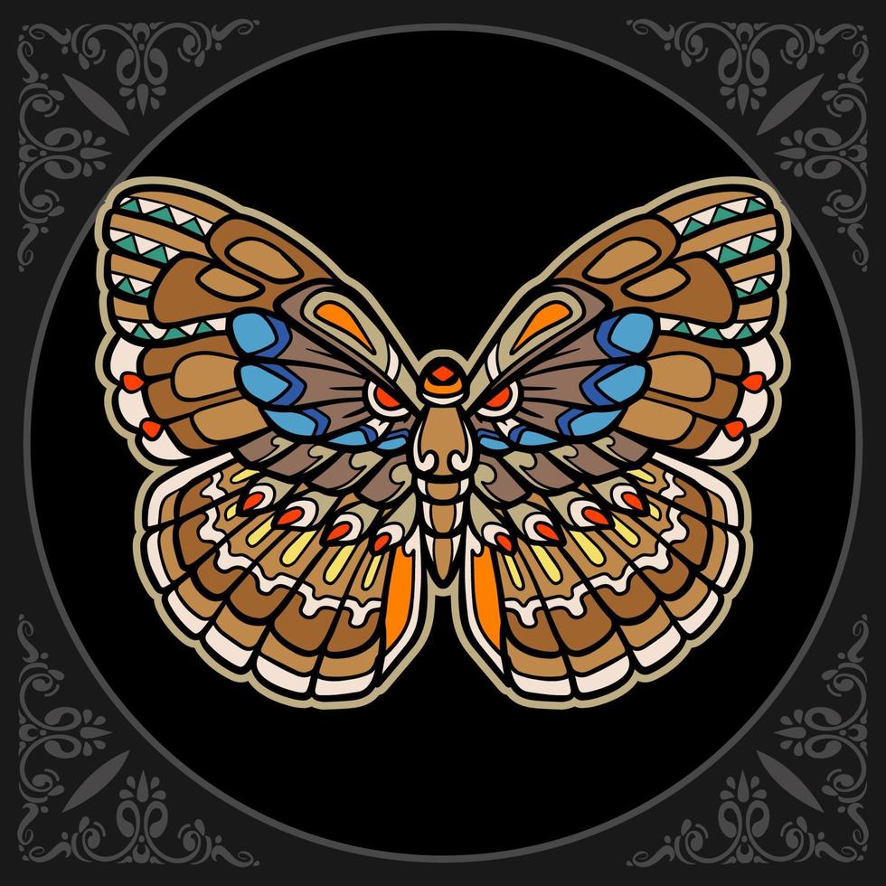 Colorful butterfly mandala arts isolated on black background vector