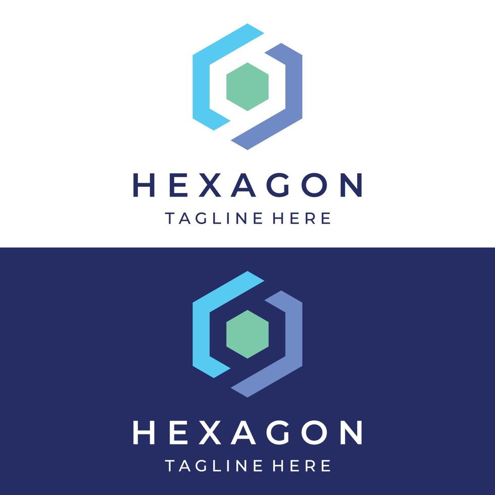 diseño de logotipo de caja hexagonal o cubo geométrico simple creativo. logotipo para tecnología, medios y servicios de envío. vector