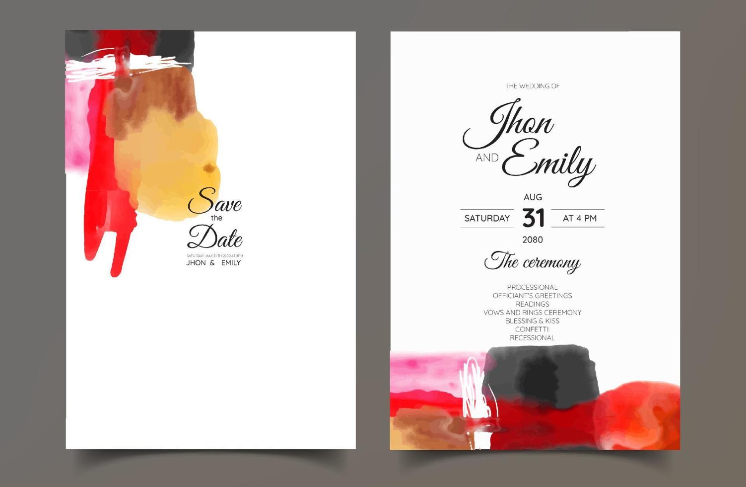 minimalistic hand painted abstract for a wedding invitation, postcard or brochure cover design vector