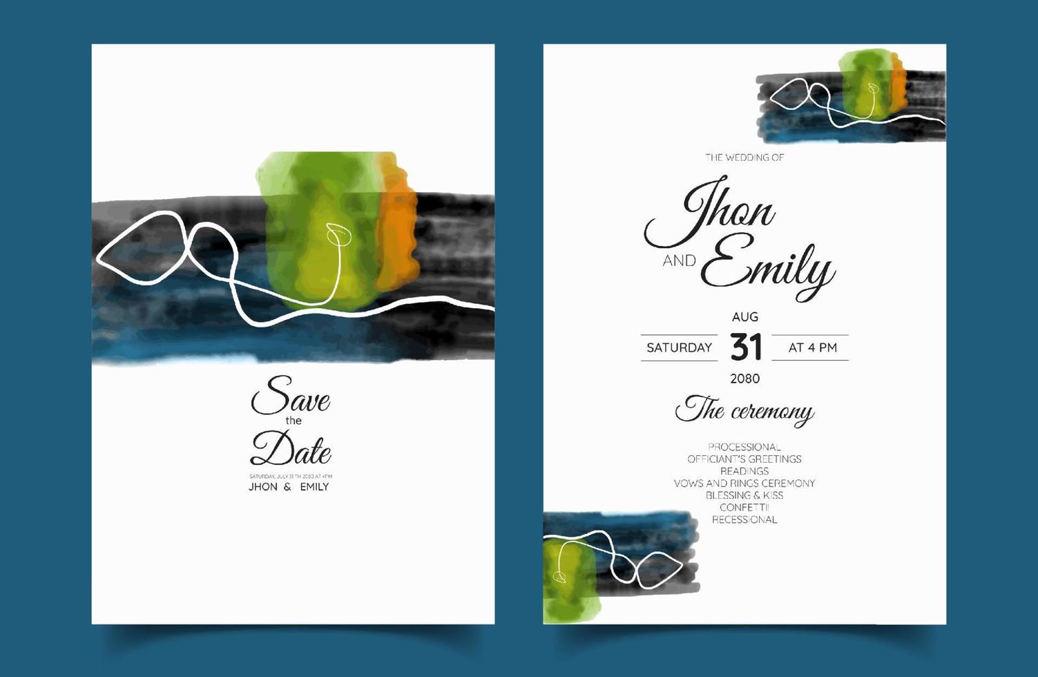 minimalistic hand painted abstract for a wedding invitation, postcard or brochure cover design vector