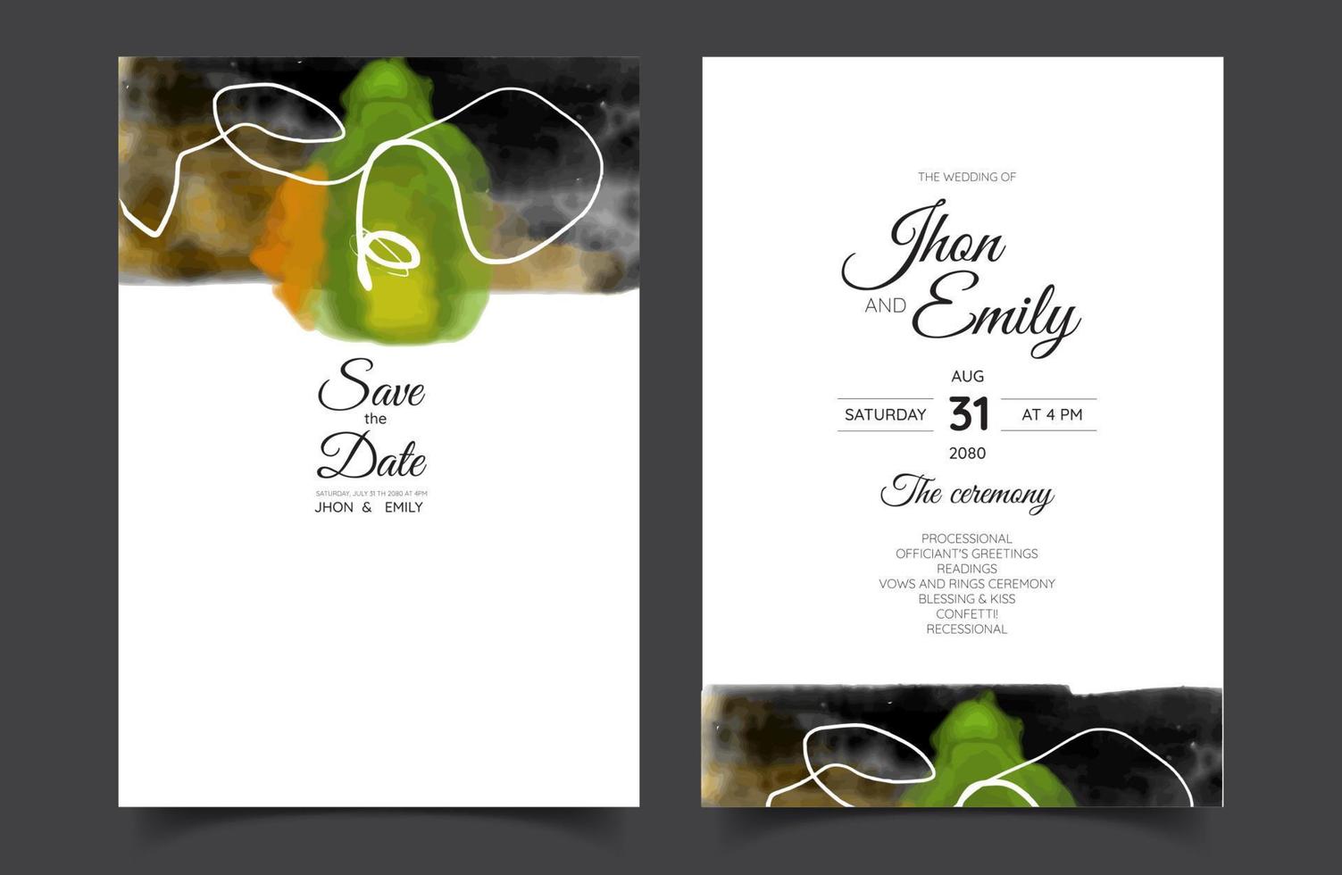 minimalistic hand painted abstract for a wedding invitation, postcard or brochure cover design vector