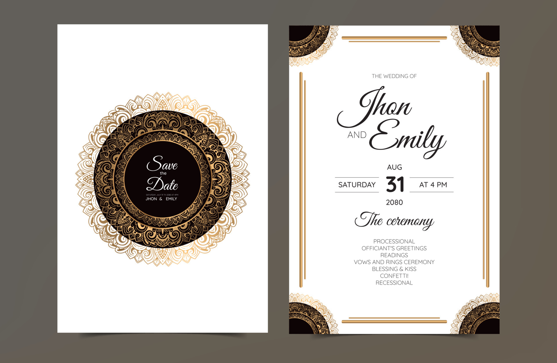 elegant wedding invitations, mandalas 12186850 Vector Art at Vecteezy