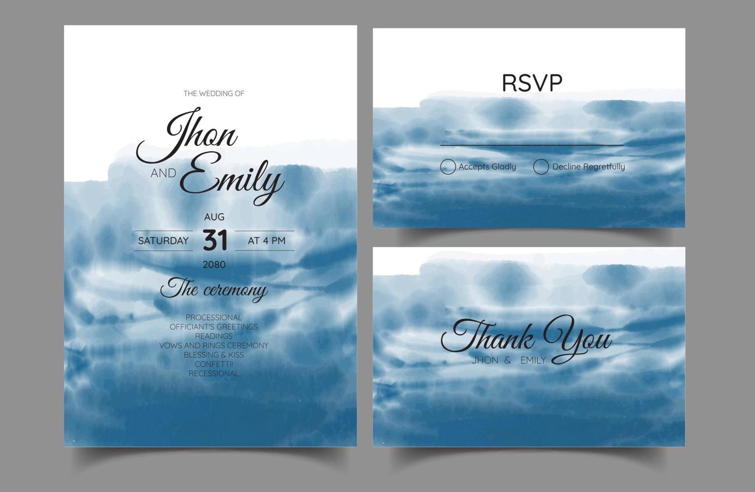 tarjeta de invitación de boda, panorama de playa, acuarela vector