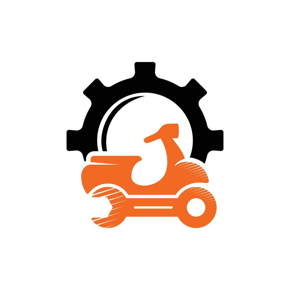logotipo simple del servicio de engranajes de llave de scooter vector