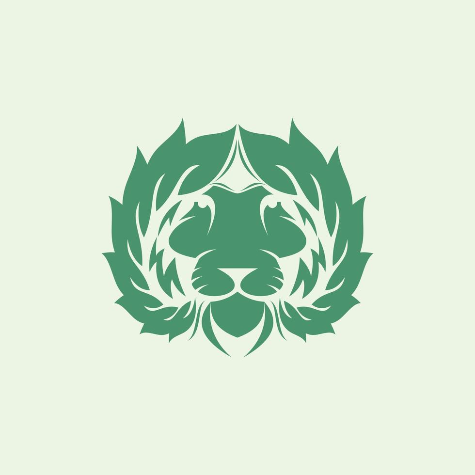 Lion Leaf Nature Illustration Logo vector