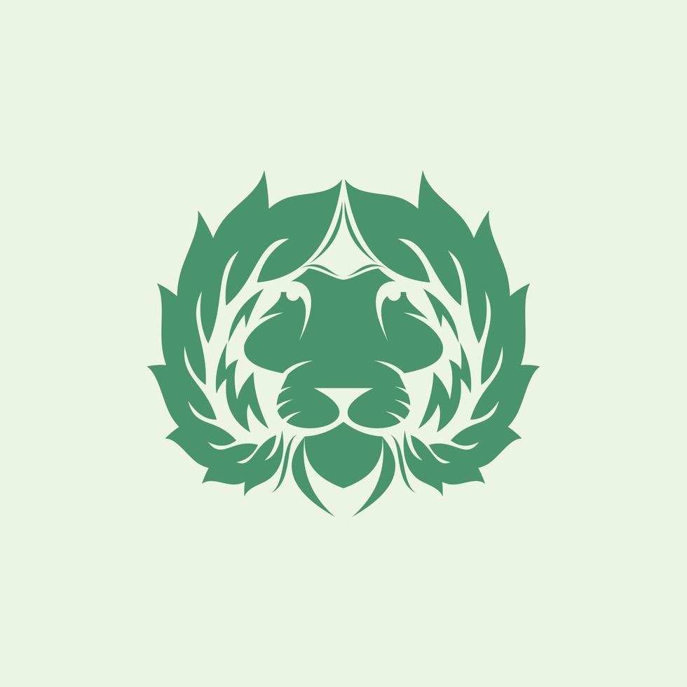 Lion Leaf Nature Illustration Logo vector