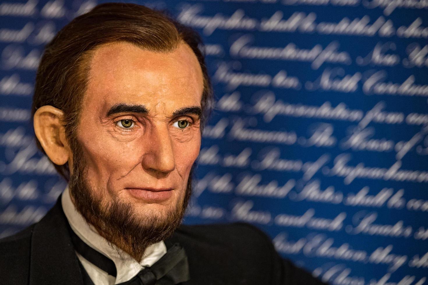 NEW YORK, USA - APRIL 22 2017 - abraham lincoln wax statue close up detail photo