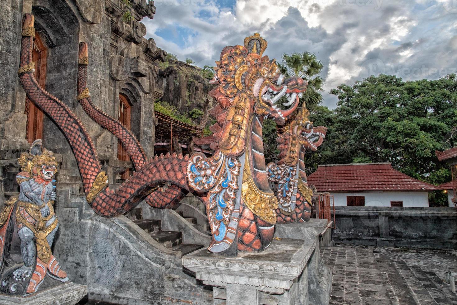 dragon outside Bali temple entrance door photo