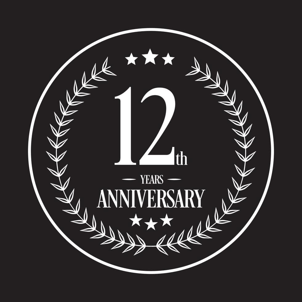 Luxury 12 years anniversary vector icon, logo. Graphic design element