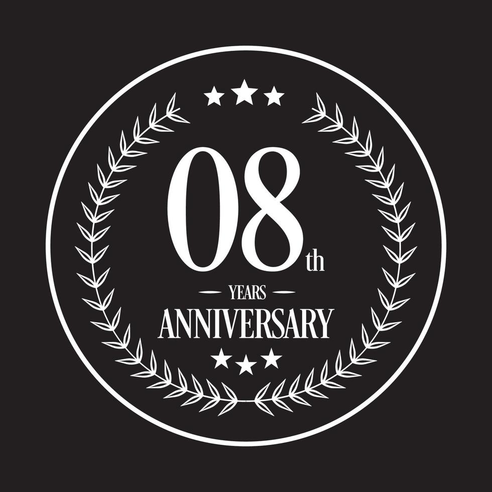 Luxury 08 years anniversary vector icon, logo. Graphic design element