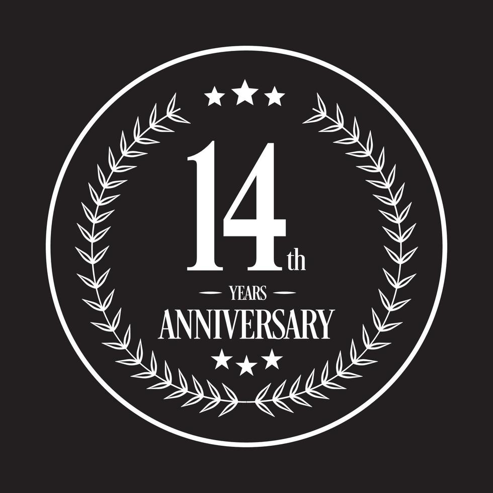 Luxury 14 years anniversary vector icon, logo. Graphic design element