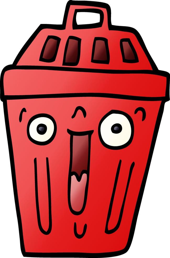 cartoon doodle waste bin vector