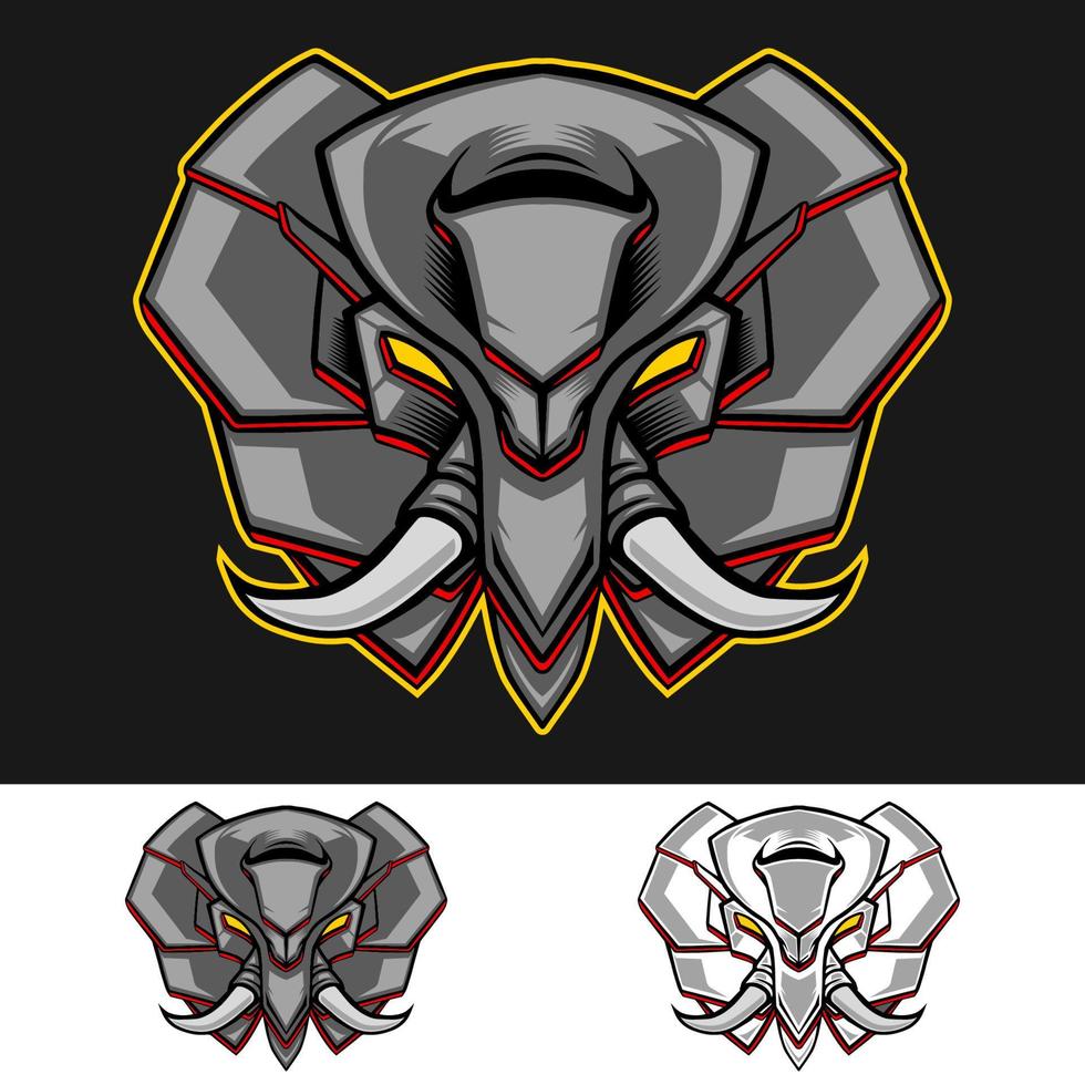 mecha head elephant mascot logo vector